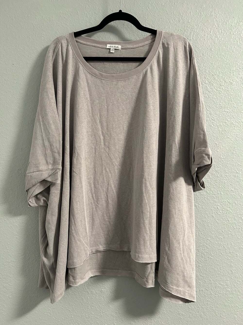 White Birch Casual Oversized Batwing Short Sleeve Asymmetric Hem Tunic Top 2XL